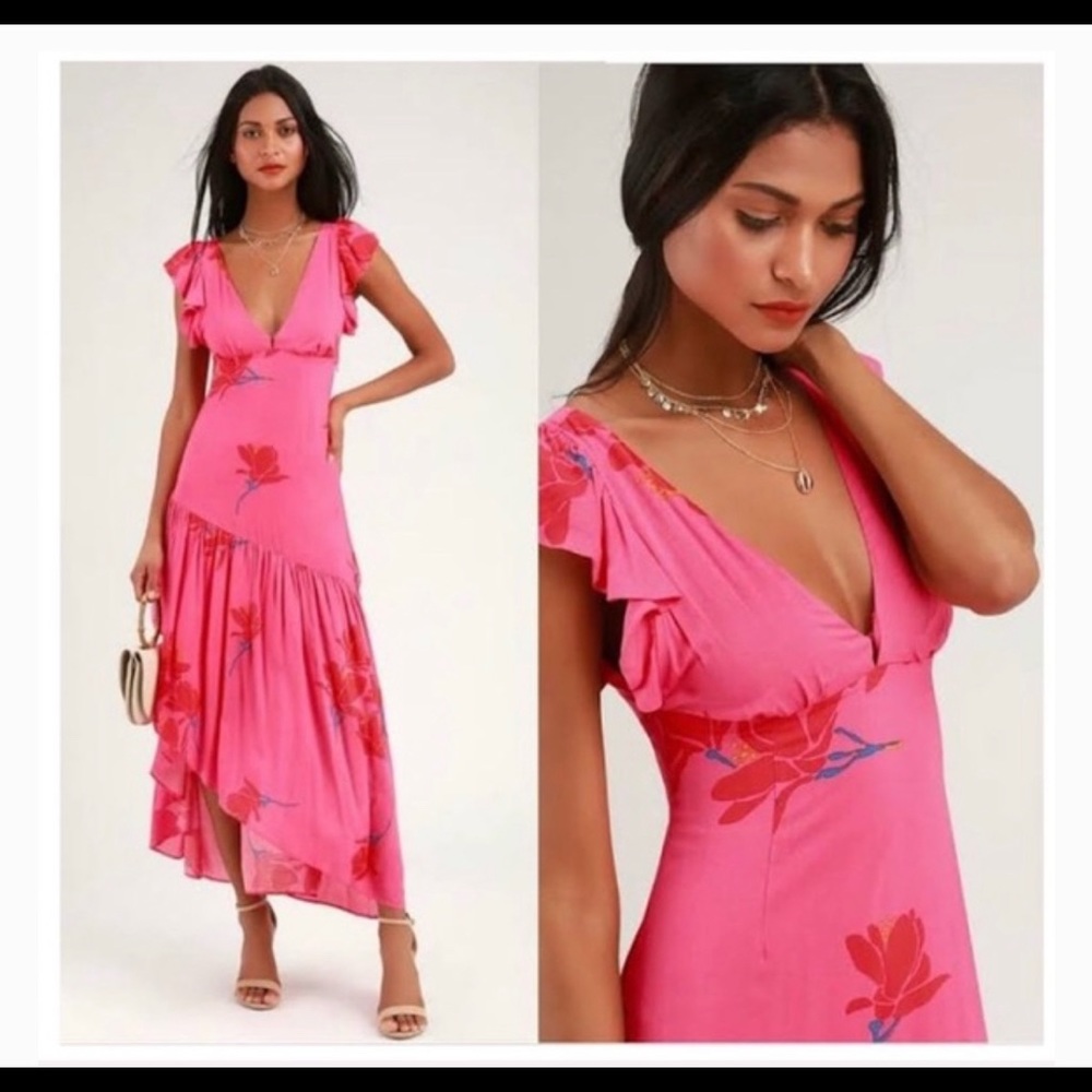 Free people She’s a waterfall maxi dress hibiscus size 6